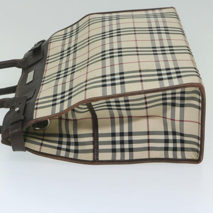 Luxury Burberry Nova Check Shoulder Bag Nylon Canvas Beige Auth 60156