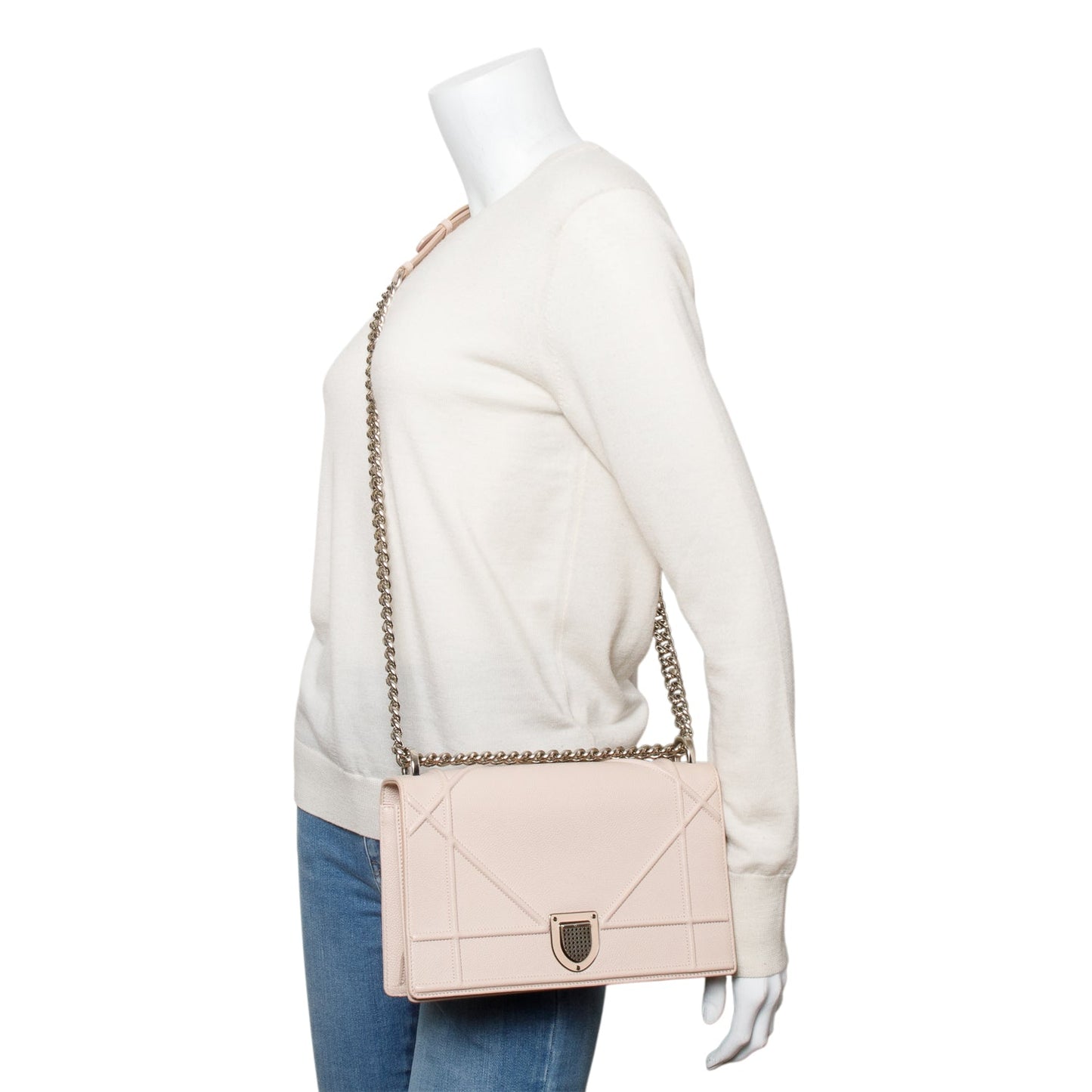 Christian Dior Pink Calfskin Leather Medium Diorama Flap Bag