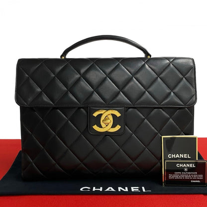CHANEL Business bag lambskin black COCO Mark Matrasse mens