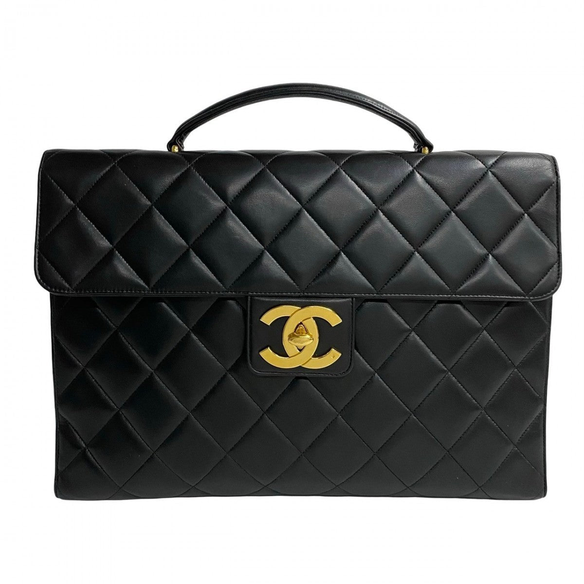 CHANEL Business bag lambskin black COCO Mark Matrasse mens