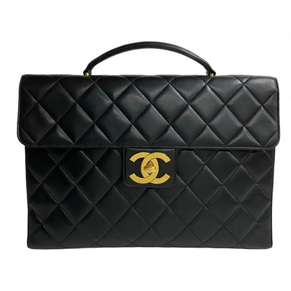 CHANEL Business bag lambskin black COCO Mark Matrasse mens