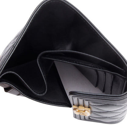 Chanel Black Quilted Lambskin Boy Flap Compact Wallet
