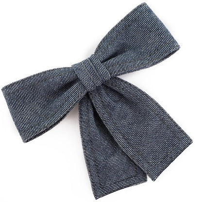 CHANEL Brooch Cotton denim Blue ribbon Women