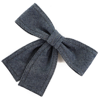 CHANEL Brooch Cotton denim Blue ribbon Women
