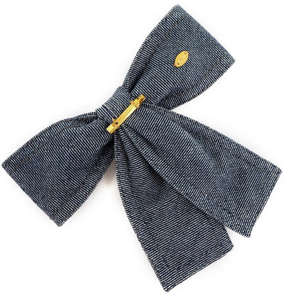 CHANEL Brooch Cotton denim Blue ribbon Women