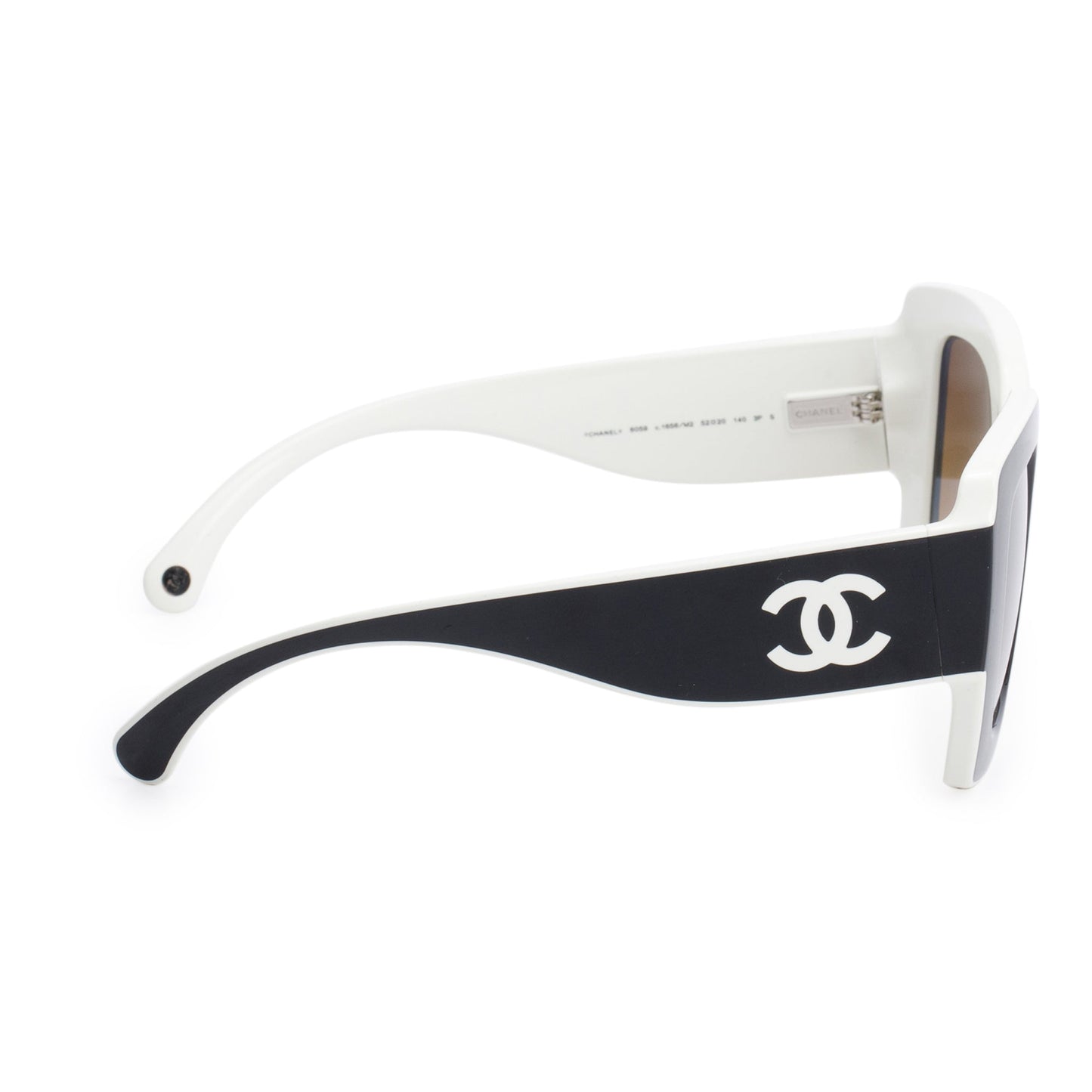 Chanel 6059 Black/White Acetate Polarized CC Logo Square Sunglasses