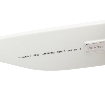 Chanel 6059 Black/White Acetate Polarized CC Logo Square Sunglasses