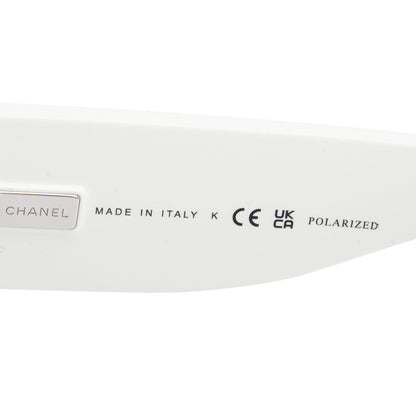 Chanel 6059 Black/White Acetate Polarized CC Logo Square Sunglasses