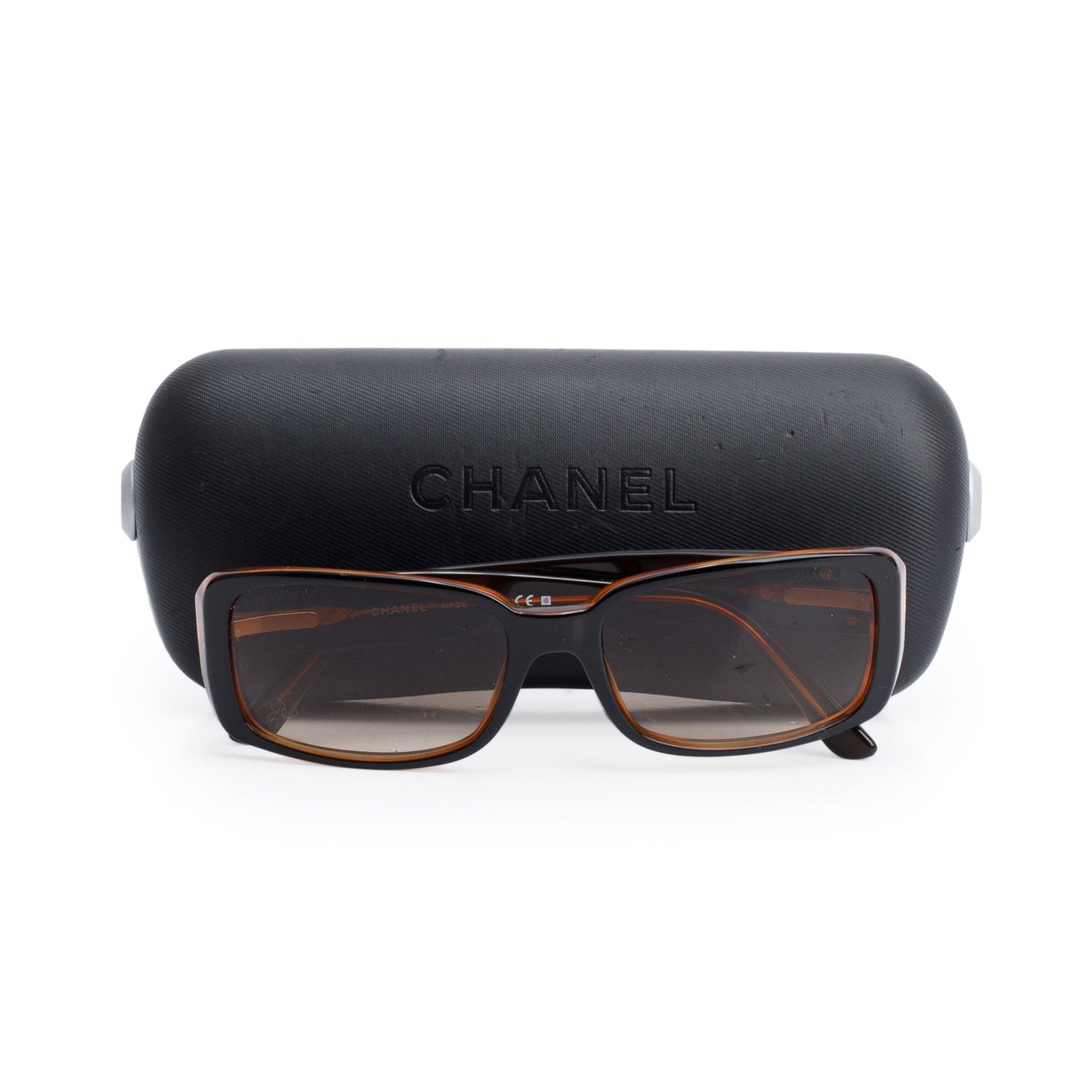 Chanel 5111 Brown Quilted Acetate CC Camellia Rectangle Sunglasses