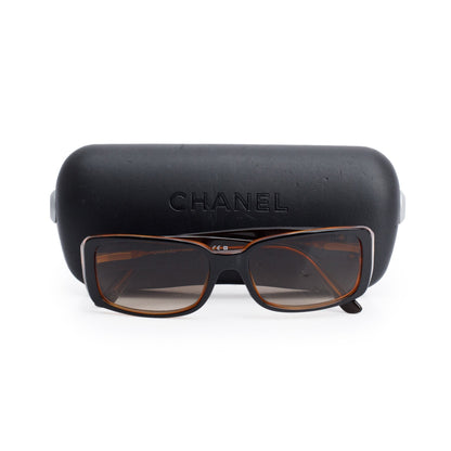 Chanel 5111 Brown Quilted Acetate CC Camellia Rectangle Sunglasses