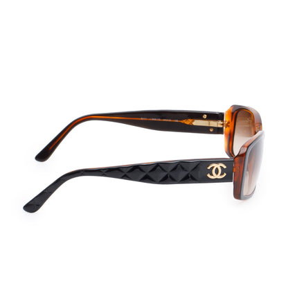 Chanel 5111 Brown Quilted Acetate CC Camellia Rectangle Sunglasses
