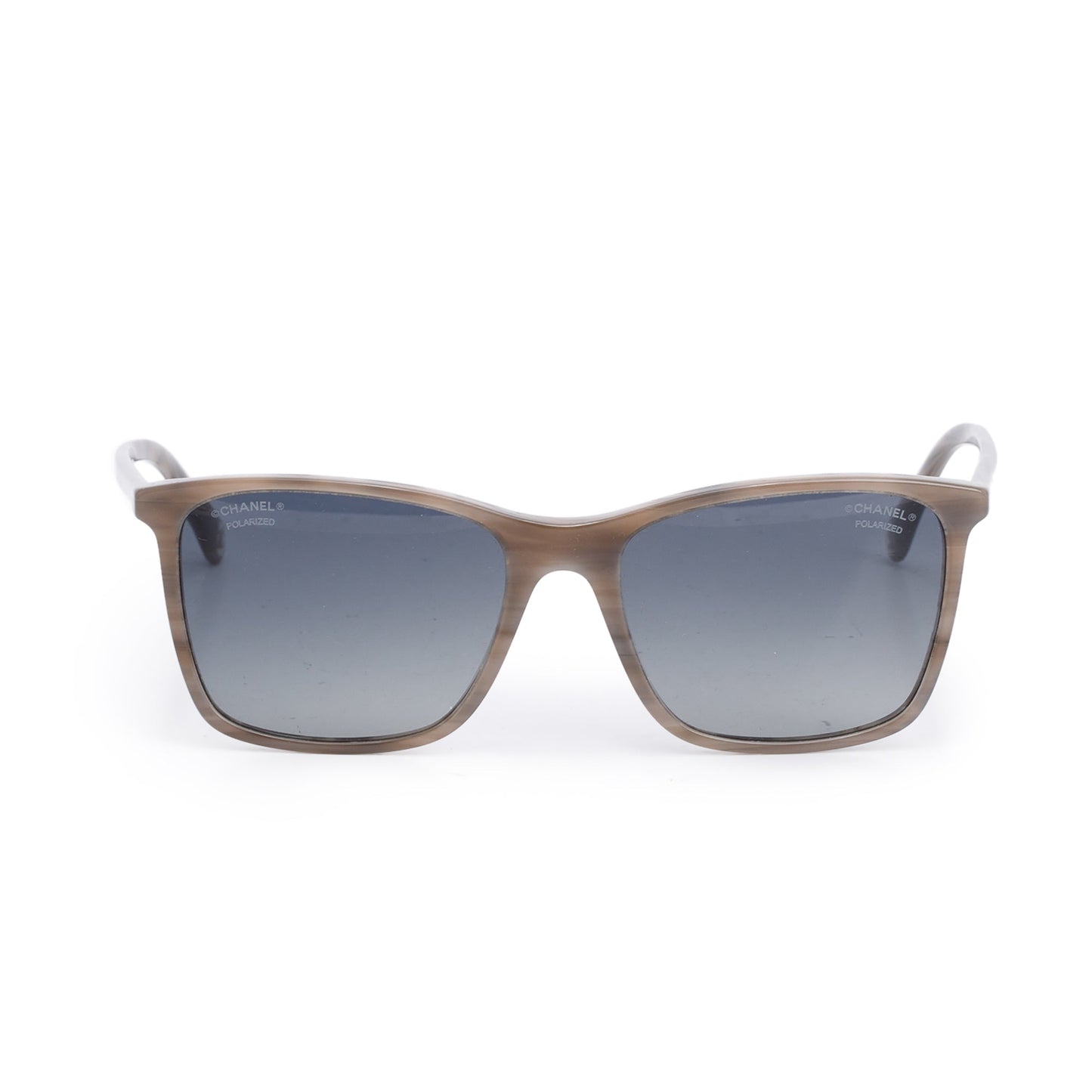 Chanel 5447 Grey Havana Acetate Logo Polarized Square Sunglasses
