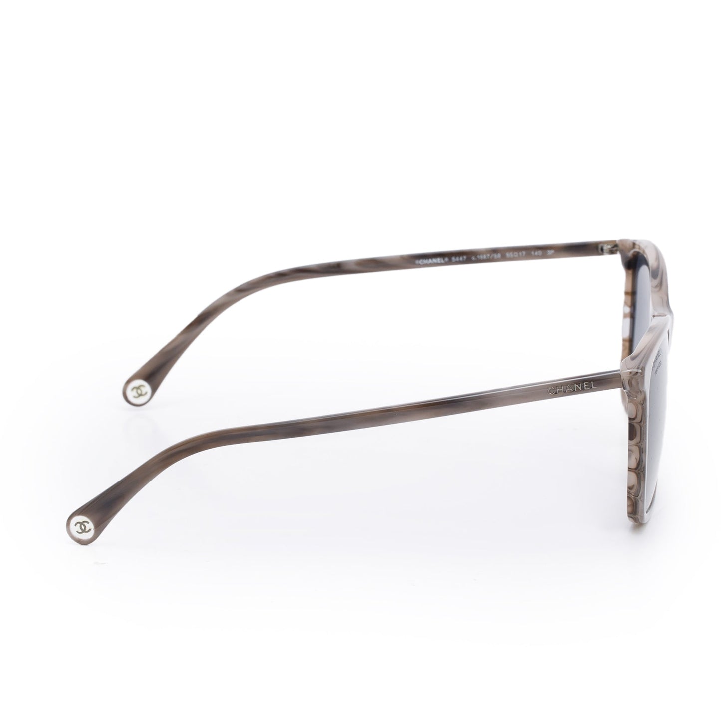 Chanel 5447 Grey Havana Acetate Logo Polarized Square Sunglasses