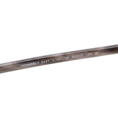 Chanel 5447 Grey Havana Acetate Logo Polarized Square Sunglasses