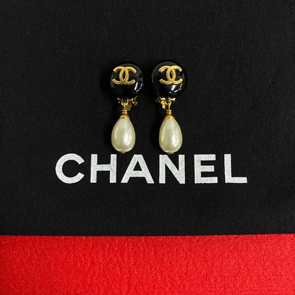 CHANEL Earring Faux Pearl, Gold Plated gold COCO Mark Women