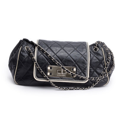 Chanel Black Quilted Calfskin Leather Medium East West Mademoiselle Accordion Reissue Flap Bag