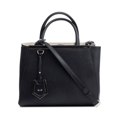 Fendi Black Vitello Elite Leather Petite 2Jours Tote