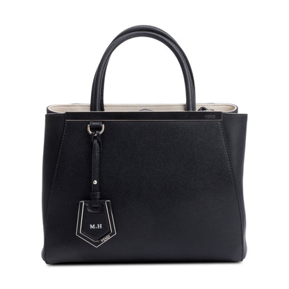 Fendi Black Vitello Elite Leather Petite 2Jours Tote