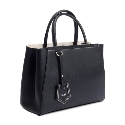 Fendi Black Vitello Elite Leather Petite 2Jours Tote