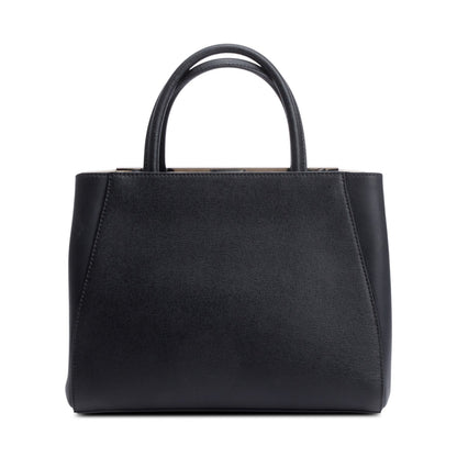 Fendi Black Vitello Elite Leather Petite 2Jours Tote