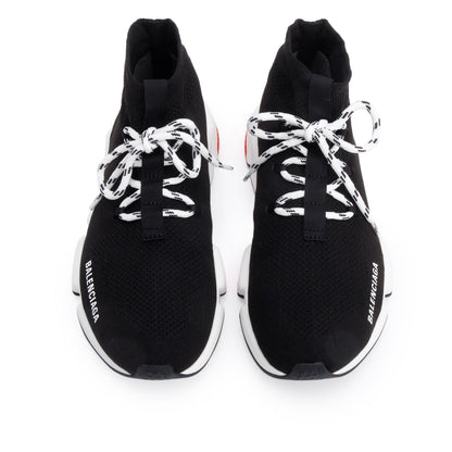 Balenciaga Black Knit Tricolor Sole Lace-Up Speed Trainer Sock Sneakers, Size 39