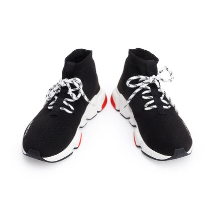 Balenciaga Black Knit Tricolor Sole Lace-Up Speed Trainer Sock Sneakers, Size 39