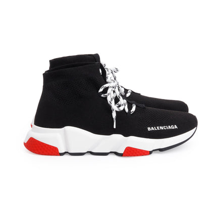 Balenciaga Black Knit Tricolor Sole Lace-Up Speed Trainer Sock Sneakers, Size 39