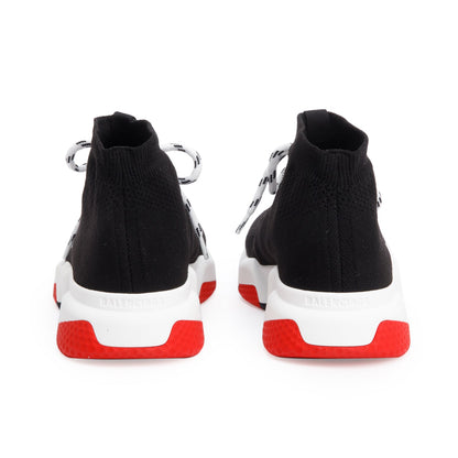 Balenciaga Black Knit Tricolor Sole Lace-Up Speed Trainer Sock Sneakers, Size 39