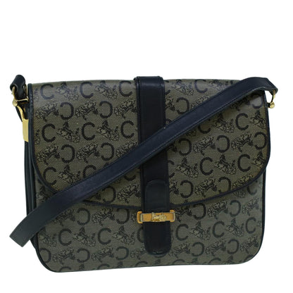 Luxury CELINE C Macadam Canvas Shoulder Bag Coated Canvas Navy  60345