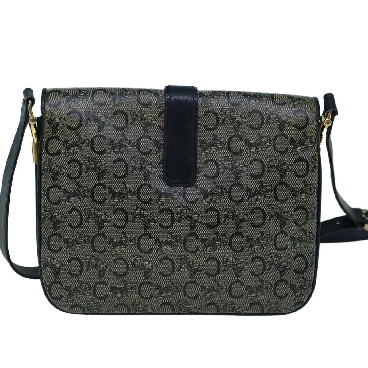 Luxury CELINE C Macadam Canvas Shoulder Bag Coated Canvas Navy  60345