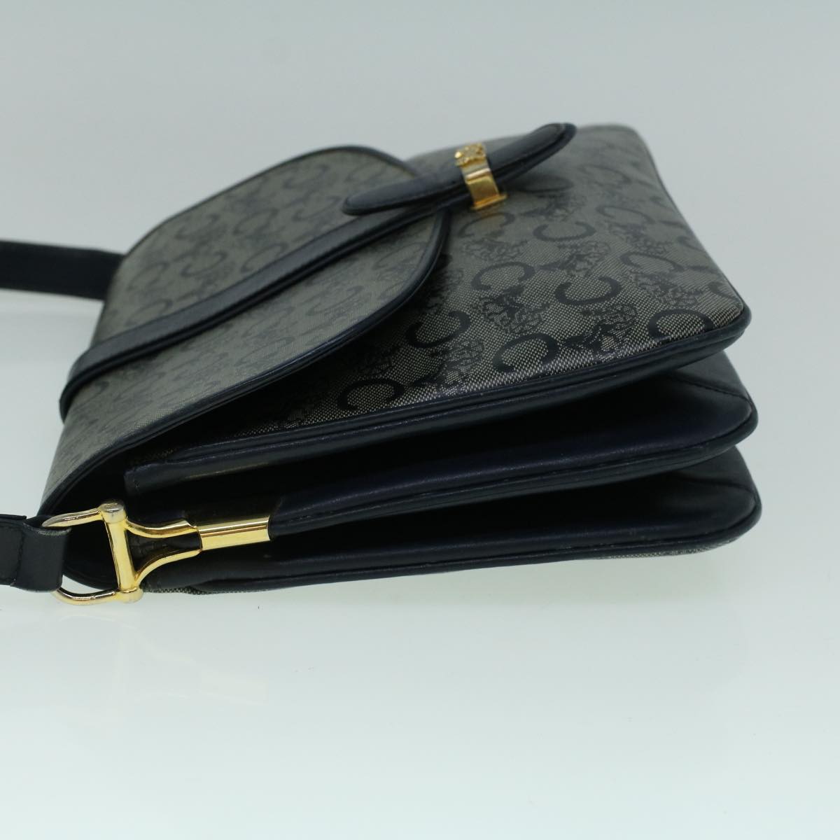 Luxury CELINE C Macadam Canvas Shoulder Bag Coated Canvas Navy  60345