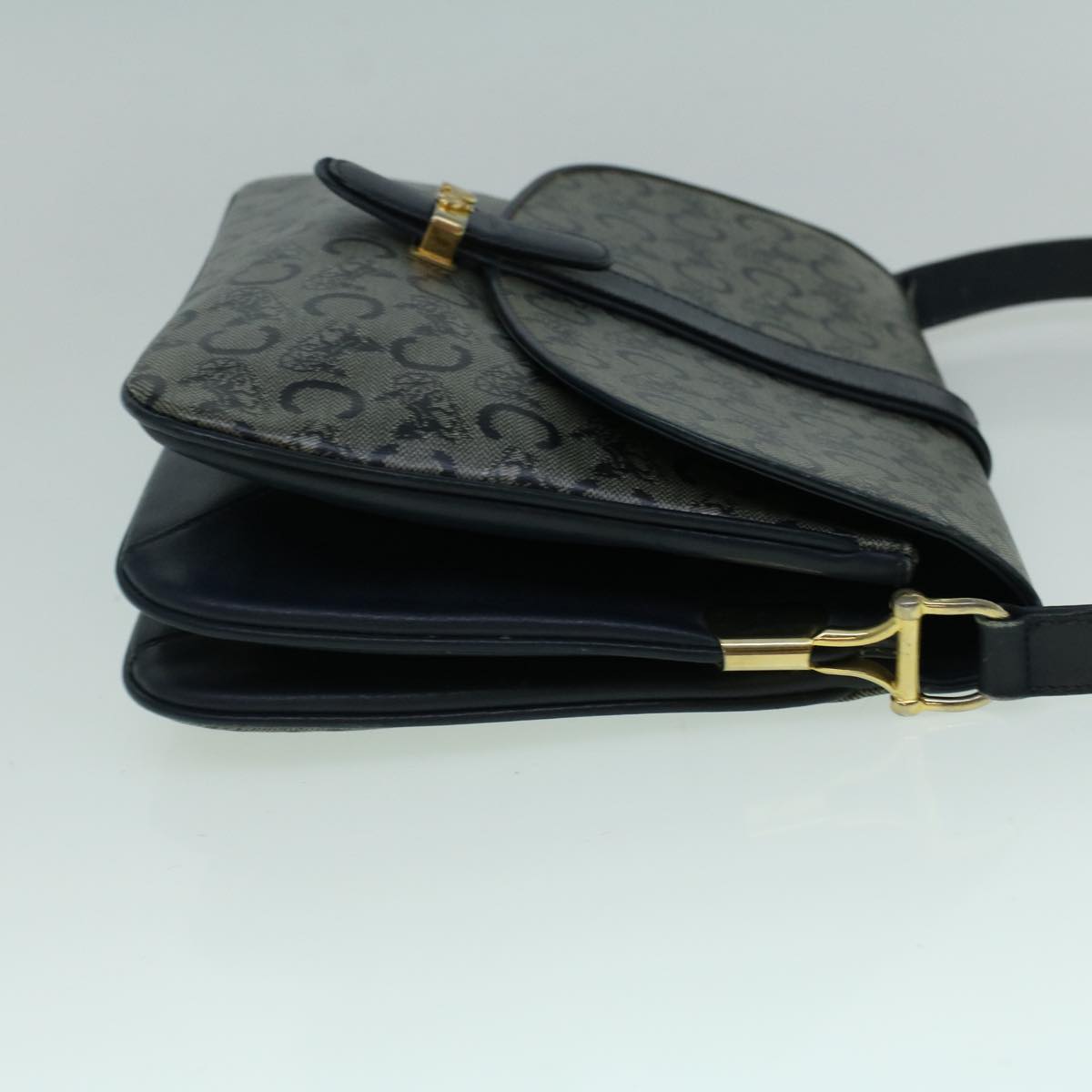 Luxury CELINE C Macadam Canvas Shoulder Bag Coated Canvas Navy  60345