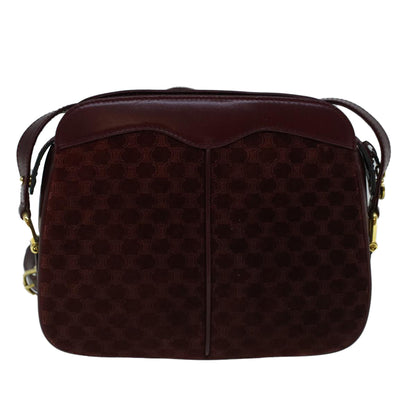Luxury CELINE Macadam Canvas Shoulder Bag Suede Bordeaux  60346