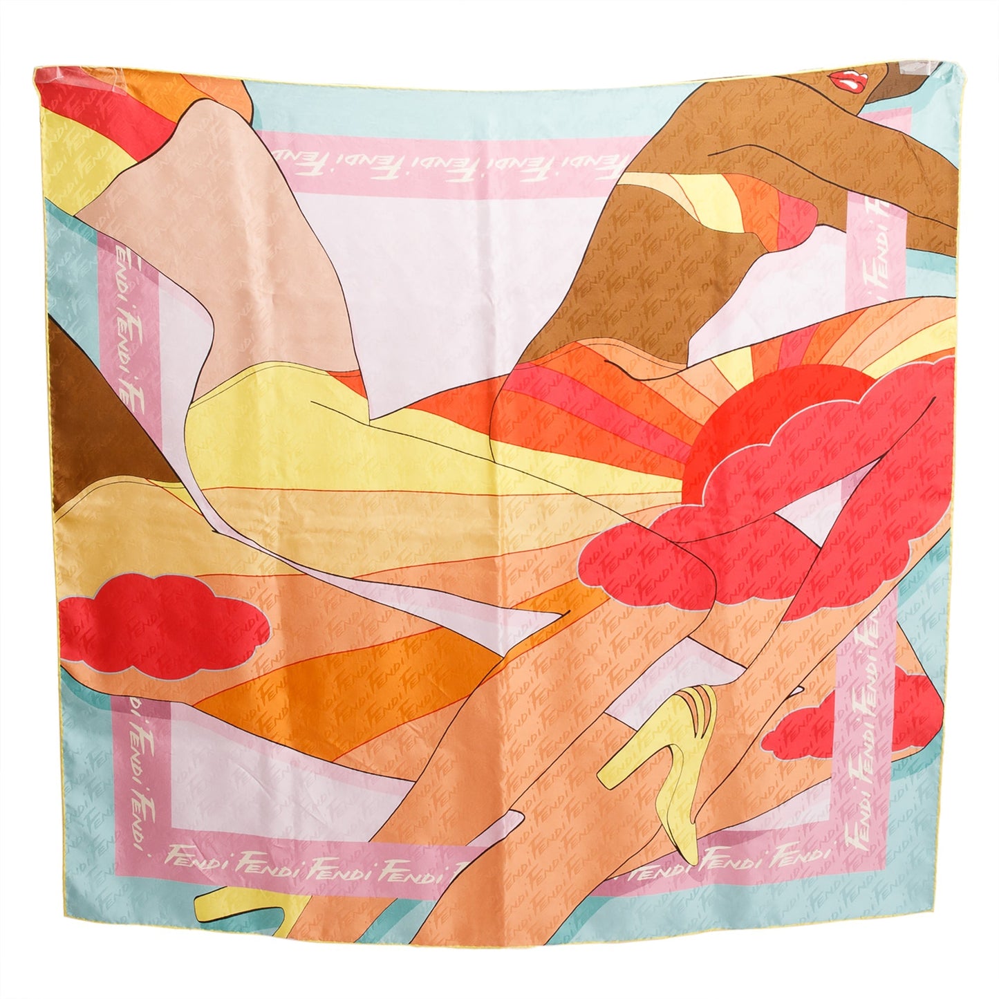 Fendi Multicolor Print Silk Foulard 90