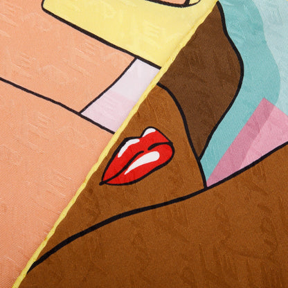 Fendi Multicolor Print Silk Foulard 90