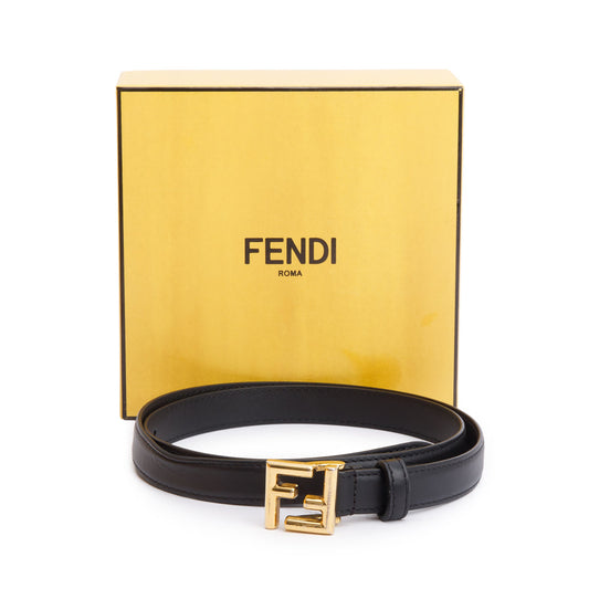 Fendi Black Calfskin Leather FF Buckle 20MM Belt 85 34