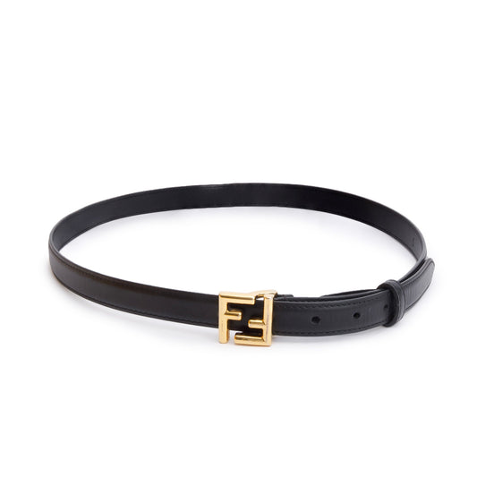 Fendi Black Calfskin Leather FF Buckle 20MM Belt 85 34