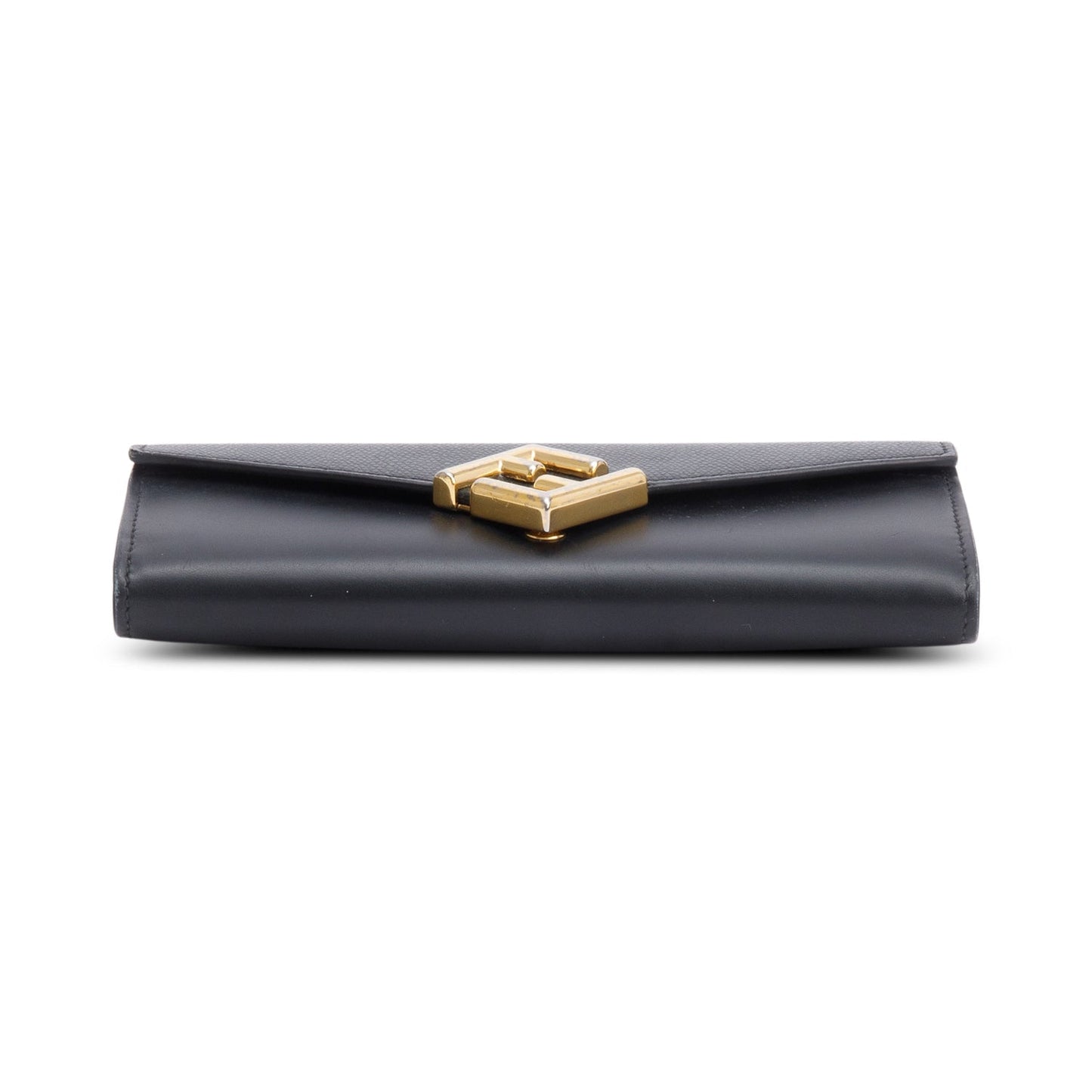 Fendi 2023 Black Leather FF Diamonds Continental Wallet on Chain