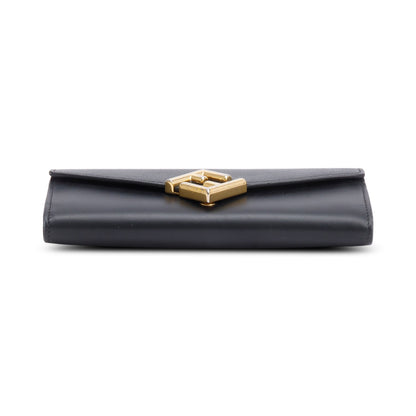 Fendi 2023 Black Leather FF Diamonds Continental Wallet on Chain