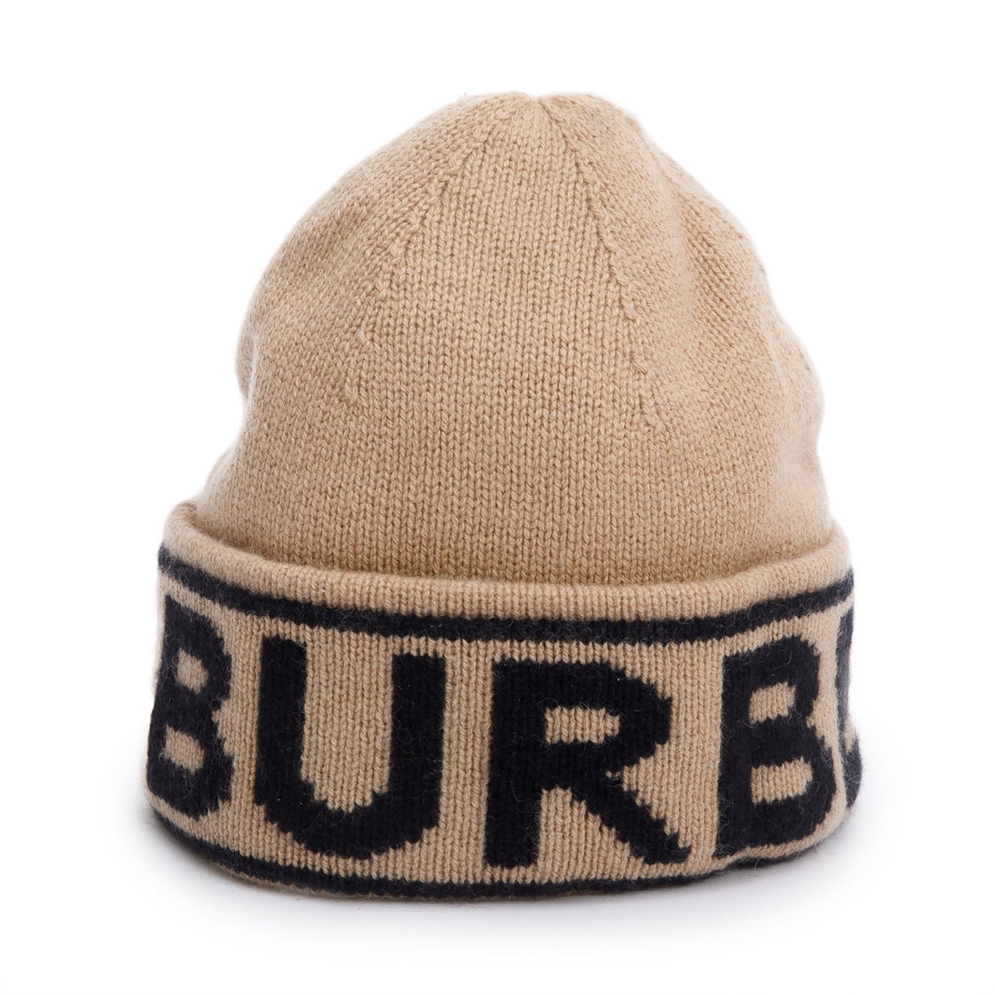 Burberry Beige Cashmere Logo Beanie