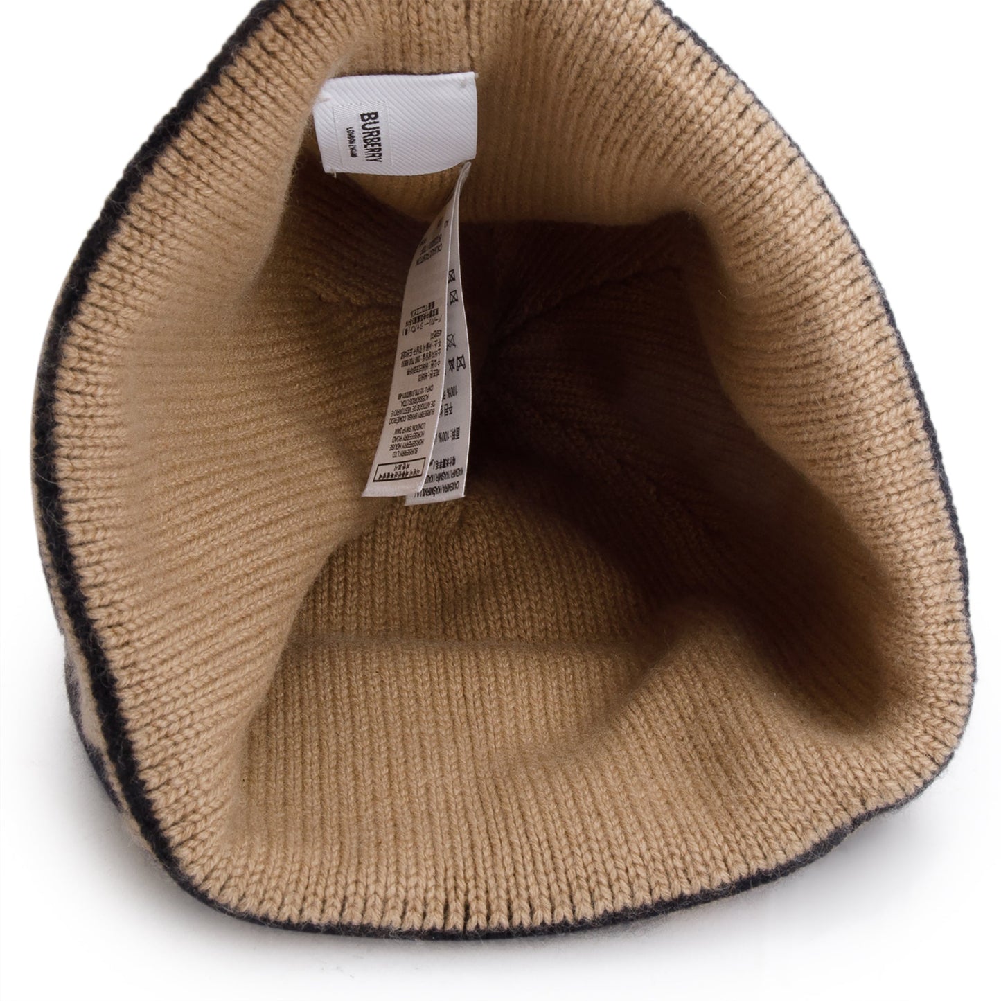 Burberry Beige Cashmere Logo Beanie