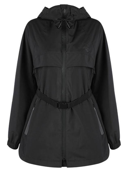 Luxury Burberry EKD Print Belted Lightweight Short Parka Black