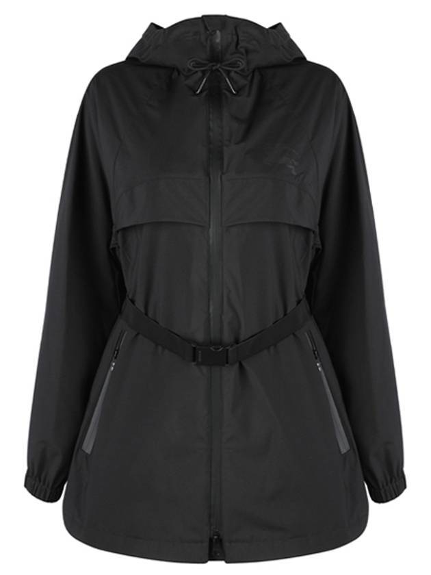 Luxury Burberry EKD Print Belted Lightweight Short Parka Black