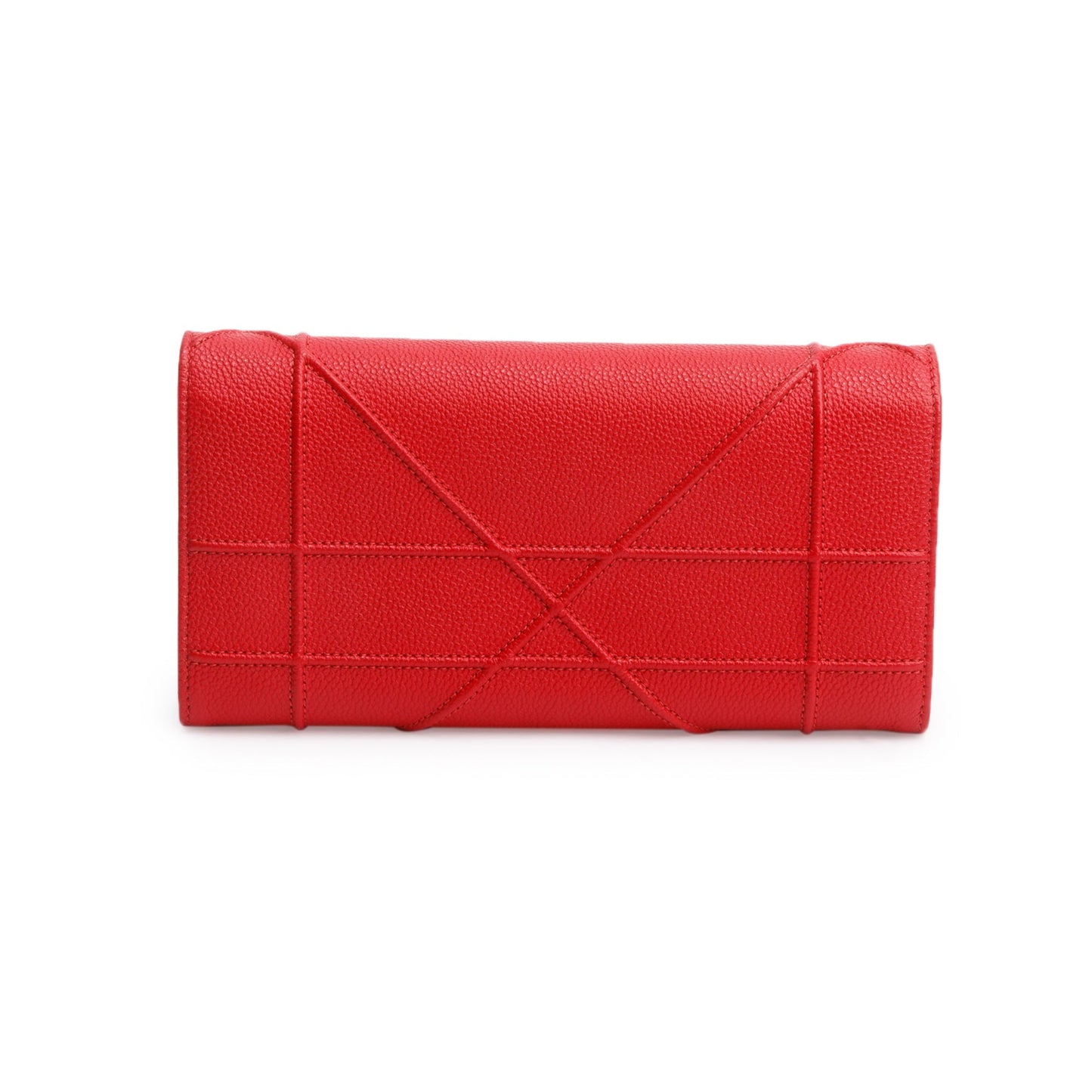 Christian Dior Red Grained Calfskin Leather Diorama Croisiere Wallet on Chain