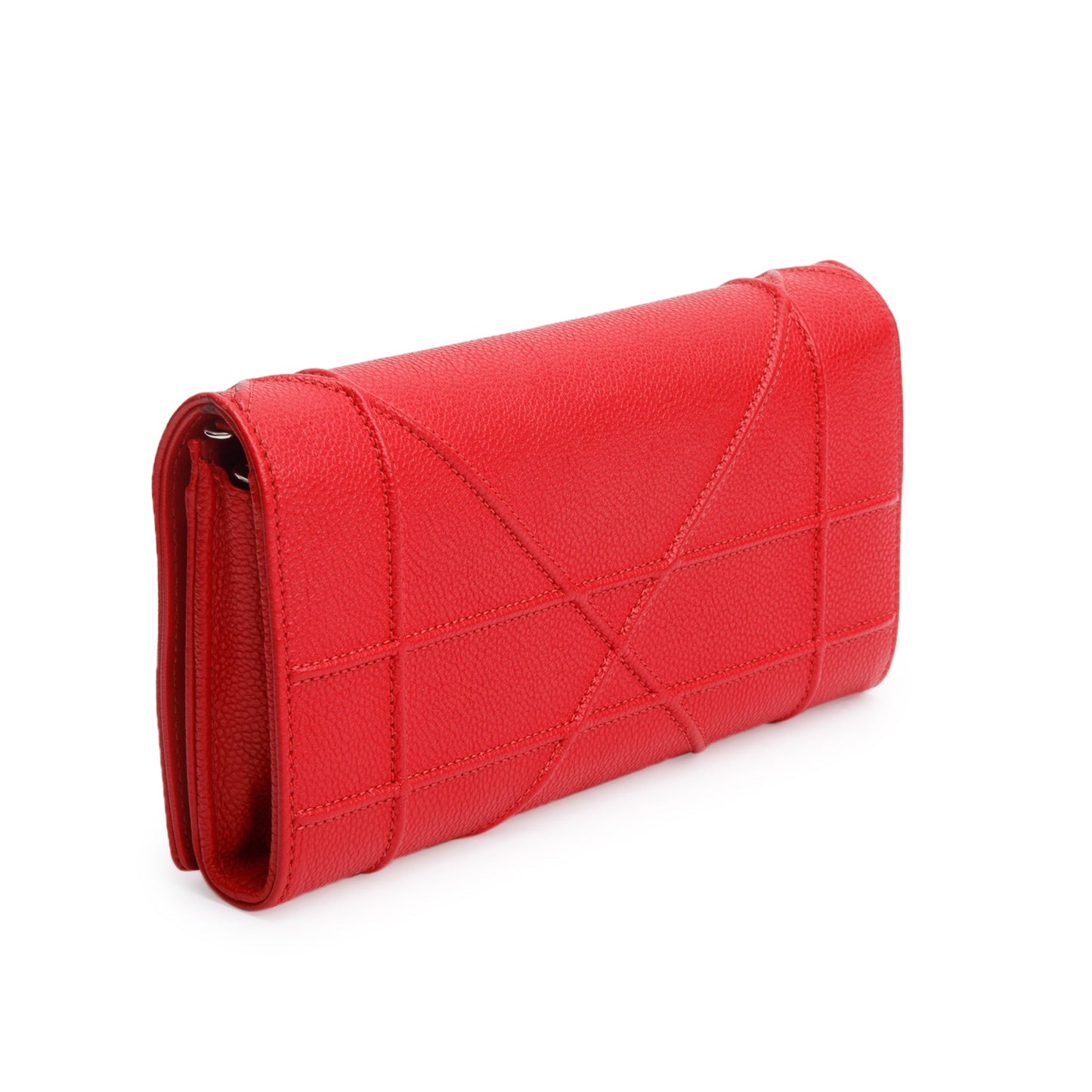 Christian Dior Red Grained Calfskin Leather Diorama Croisiere Wallet on Chain