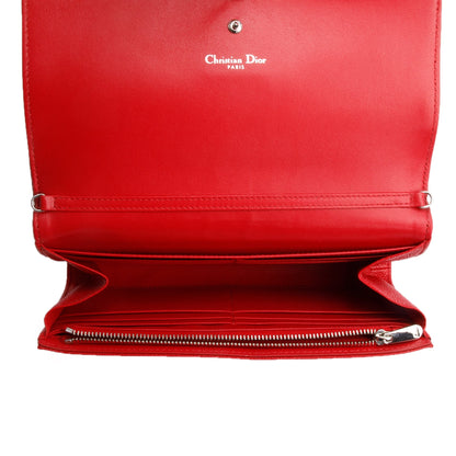 Christian Dior Red Grained Calfskin Leather Diorama Croisiere Wallet on Chain