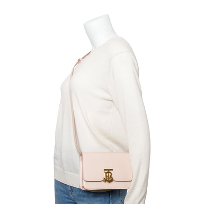 Burberry 2022 Pink Smooth Calfskin Leather Small  TB Crossbody Bag
