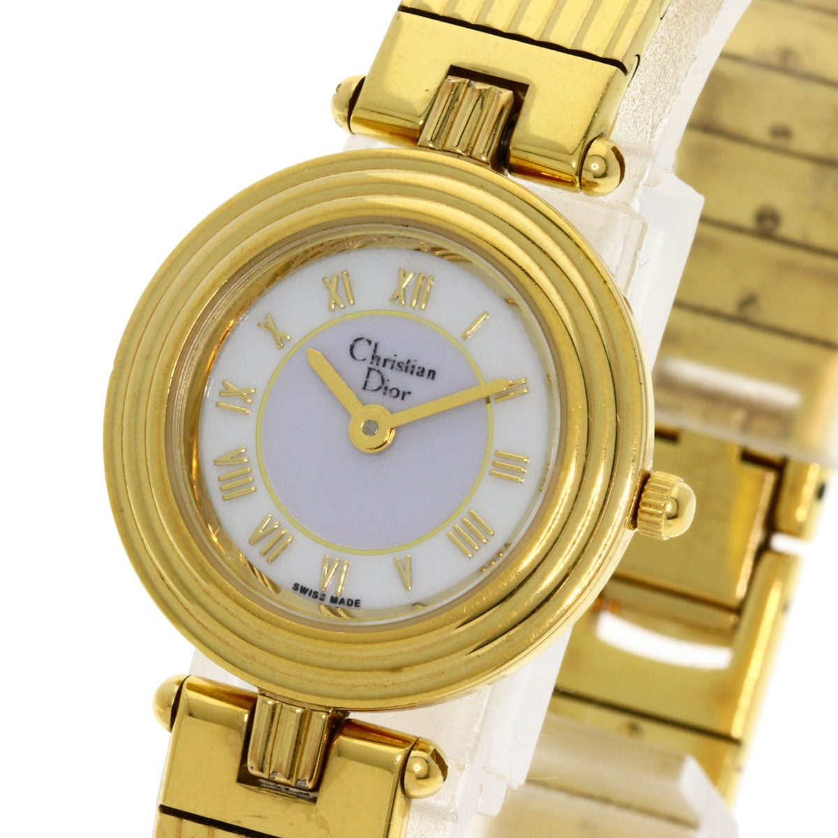 Christian Dior Watches Quartz 3051 Gold Plated , Gold Plated gold Round face white dial Women