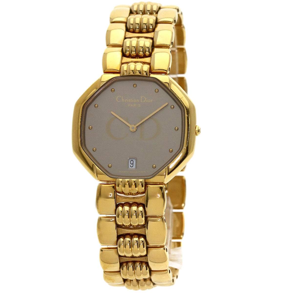 Christian Dior Watches Quartz 25.154 Gold Plated , Gold Plated gold Octagon gray dial mens