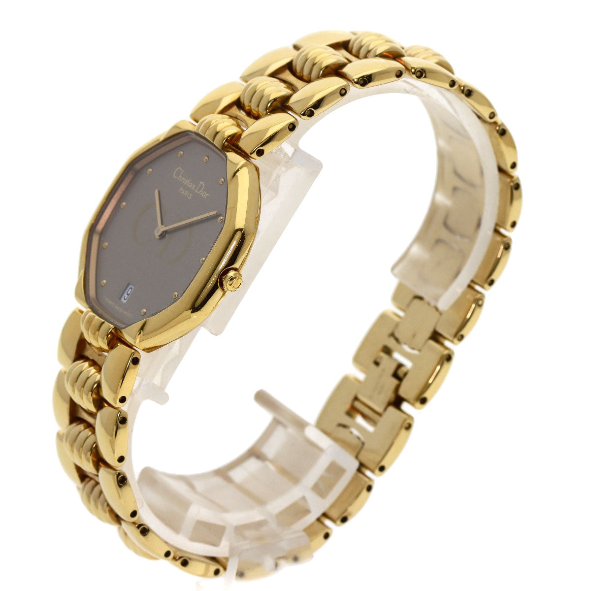 Christian Dior Watches Quartz 25.154 Gold Plated , Gold Plated gold Octagon gray dial mens